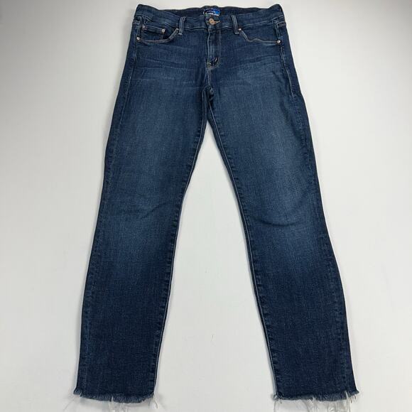 Mother Looker Ankle Fray Jeans Girl Crush Wash Low Rise Raw Hem Size 27 - Picture 2 of 15